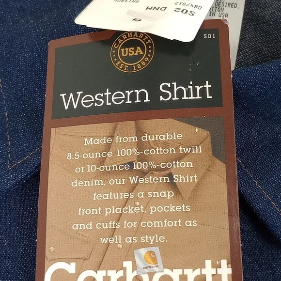 Carhartt Western Shirt 8.5oz Cotton Heavy Duty Pearl Snap Size 20x36 (3x-4x) - Picture 11 of 11